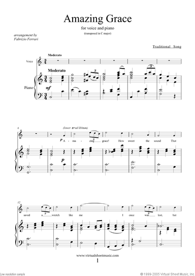 Amazing Grace (in C)