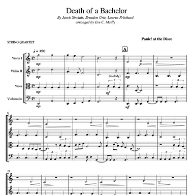 Death Of A Bachelor (arr. Eve C. Mailly - Zene Strings)