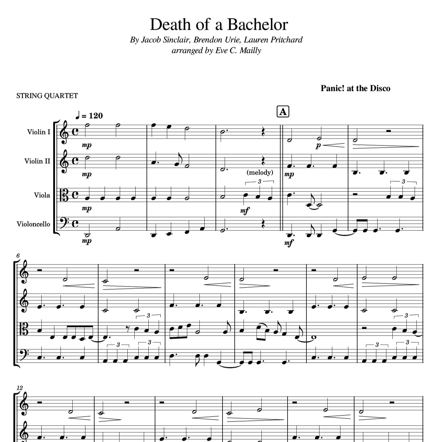 Death Of A Bachelor (arr. Eve C. Mailly - Zene Strings)