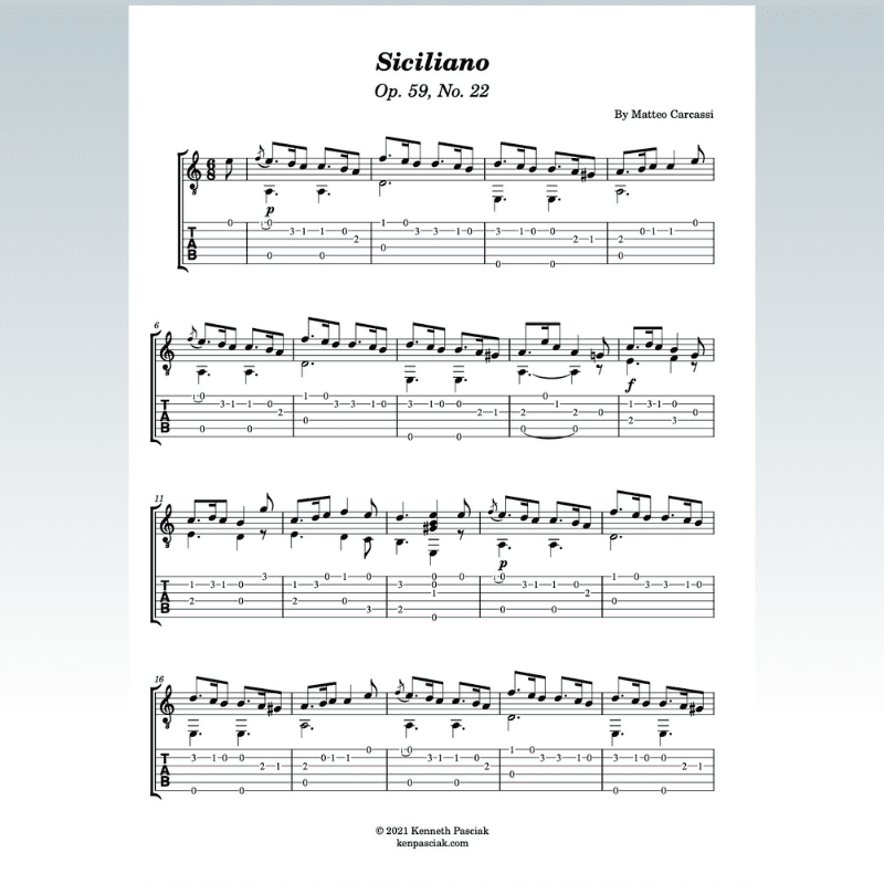 Siciliano (for Solo Guitar) (arr. Kenneth Pasciak)