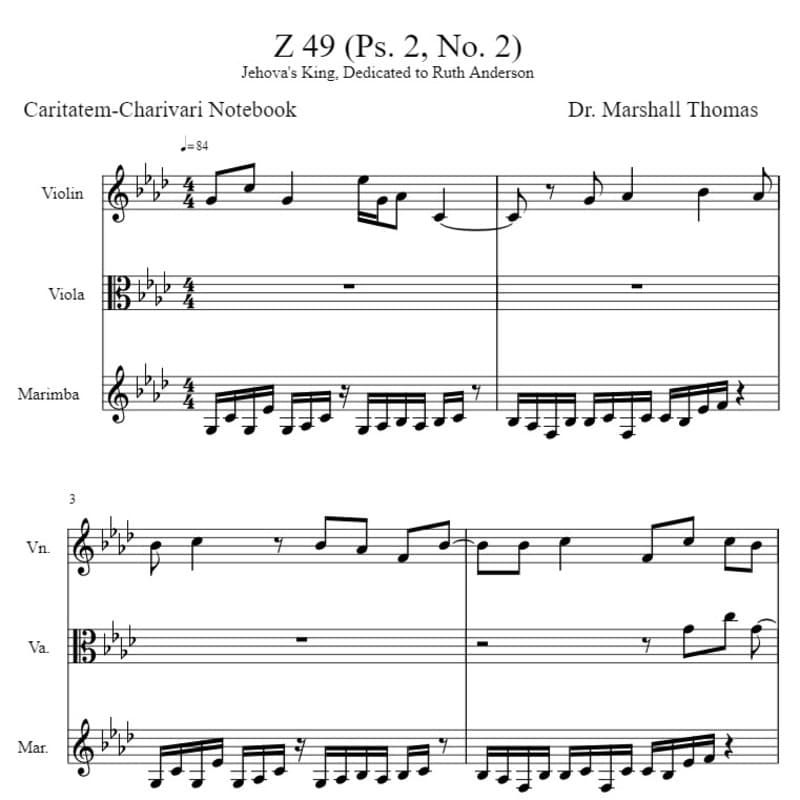 Z 49 (Ps. 2, No. 2) for Violin, Viola, Marimba