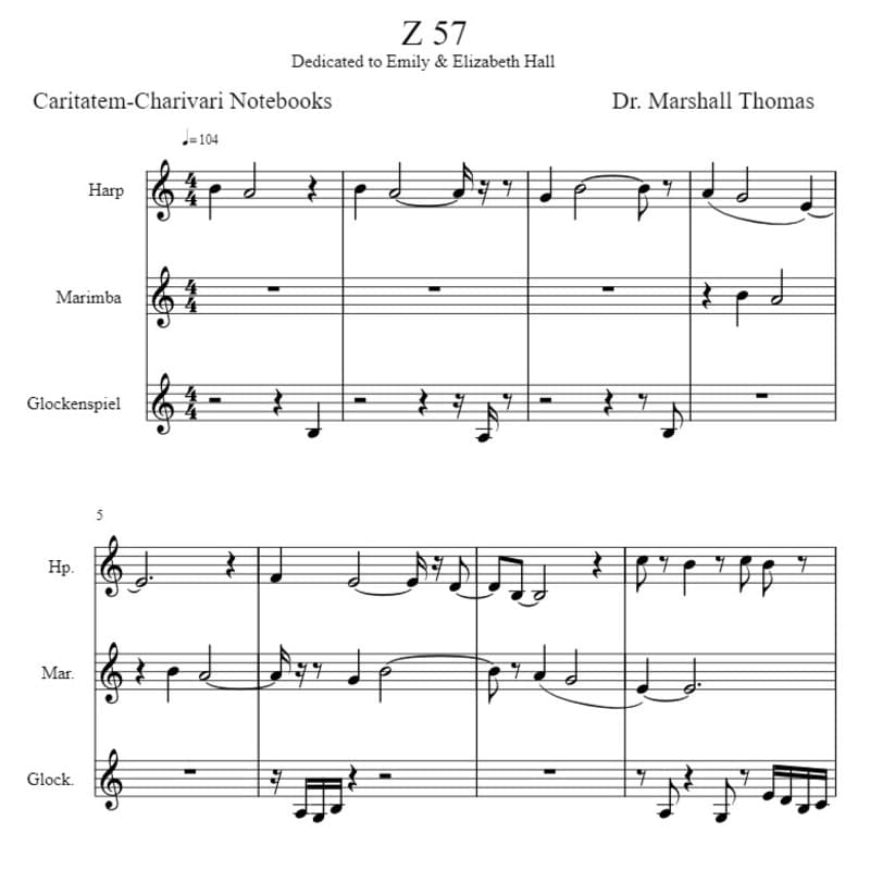 Z 57 for Harp, Marimba, Glockenspiel