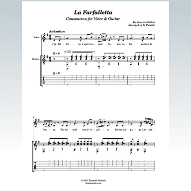 La Farfalletta (for Voice and Guitar) (arr. Kenneth Pasciak)