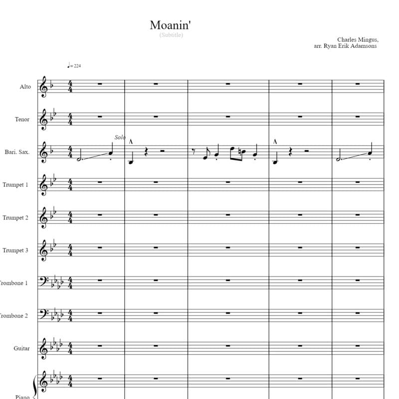 Moanin' (arr. Ryan Erik Adamsons (ASCAP))