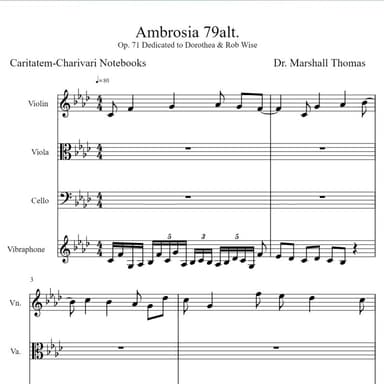Ambrosia 79alt. for String Trio & Vibraphone