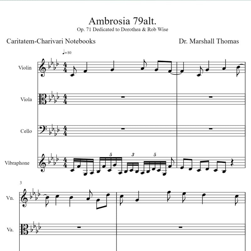 Ambrosia 79alt. for String Trio & Vibraphone