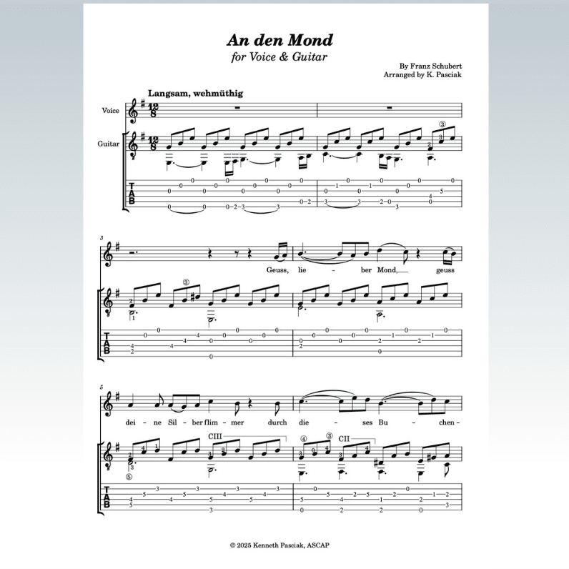 An den Mond (for Voice & Guitar) (arr. Kenneth Pasciak)