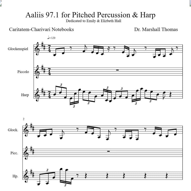 Aaliis 97.1 for Pitched Percussion & Harp