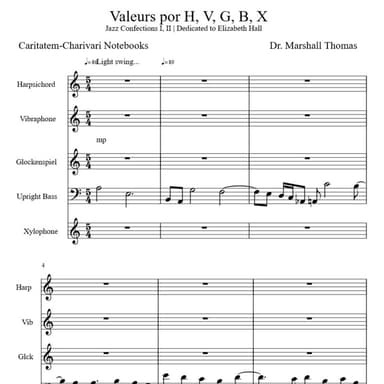 Valeurs por Harpsichord, Bass, Percussion a Voce