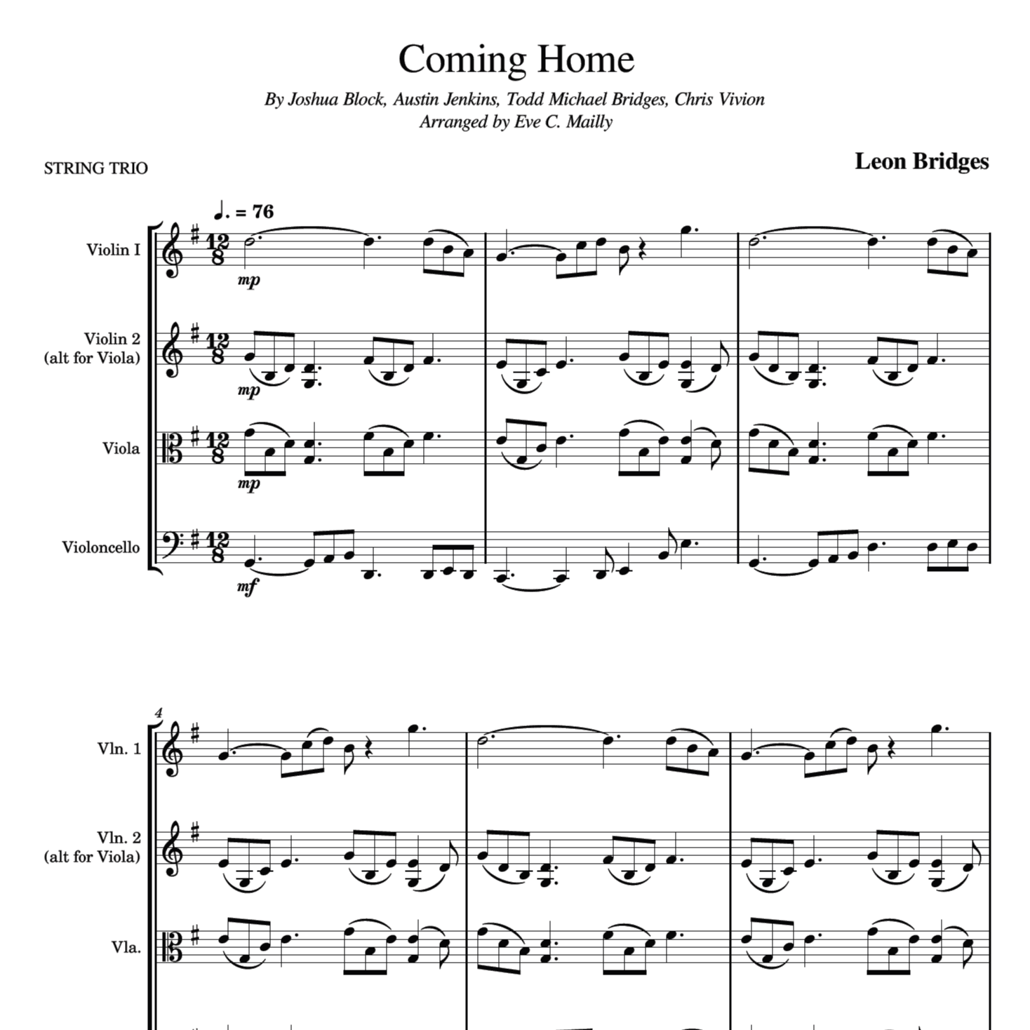 Coming Home (arr. Zene Strings)