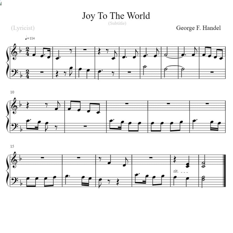 Joy To The World (arr. Linda Schooley)