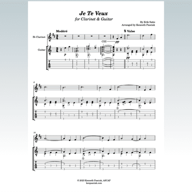 Je Te Veux (for Clarinet & Guitar) (arr. Kenneth Pasciak)