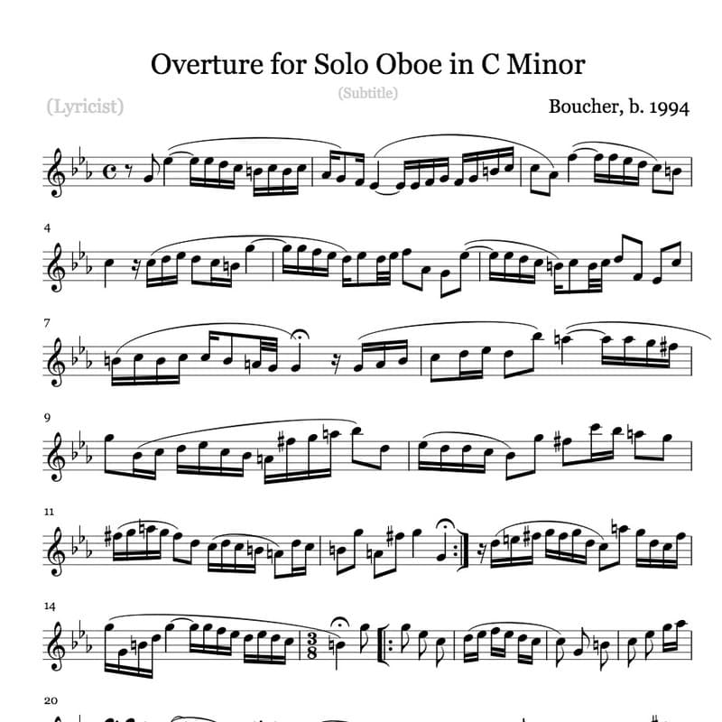 Overture for Solo Oboe in C Minor
