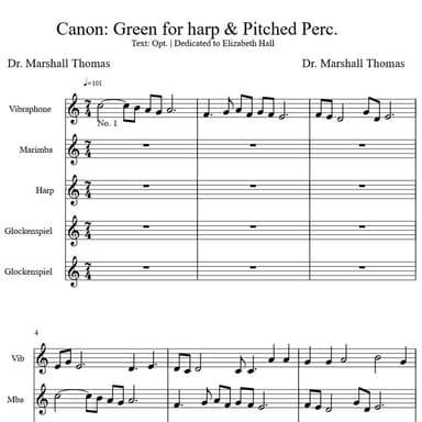 Canon: Green for Harp & Pitched Percussion