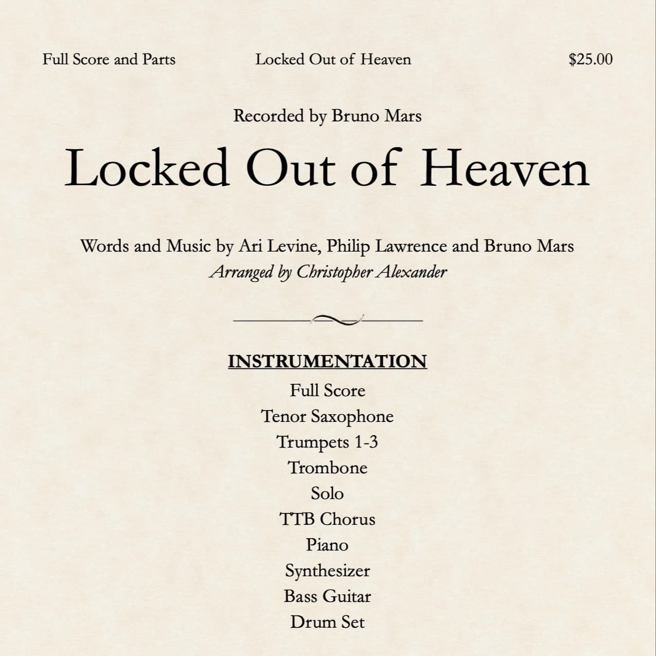 Locked Out Of Heaven (arr. Christopher Alexander)