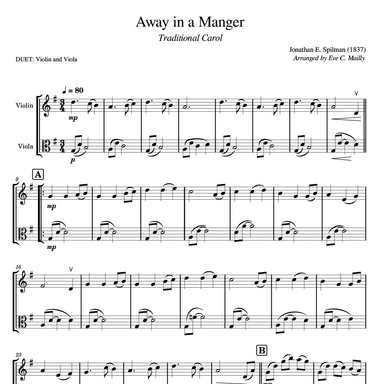 Away in a Manger (Flow Gently Sweet Afton) - Duet Violin & Viola (arr. Eve C. Mailly - Zene Strings)