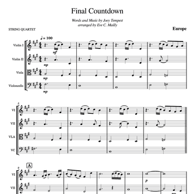 Final Countdown (arr. Eve C. Mailly - Zene Strings)