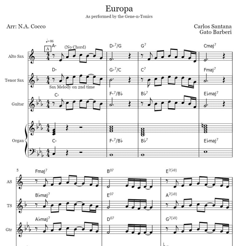 Europa (arr. Nicholas Cocco)