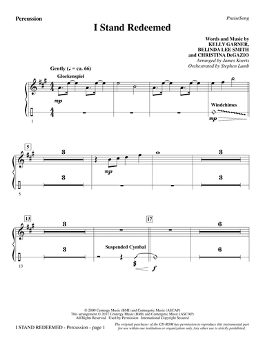 I Stand Redeemed (arr. James Koerts) - Percussion