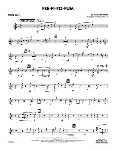 Fee-Fi-Fo-Fum (arr. Mark Taylor) - Tenor Sax 1