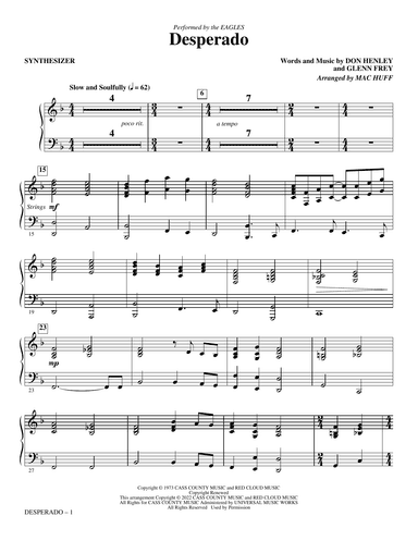 Desperado (arr. Mac Huff) - Synthesizer