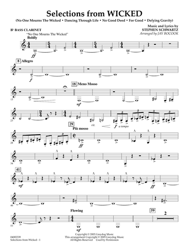 Selections from Wicked (arr. Jay Bocook) - Bb Bass Clarinet