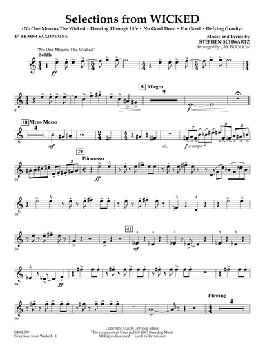 Selections from Wicked (arr. Jay Bocook) - Bb Tenor Saxophone
