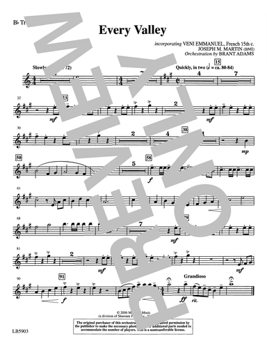 Every Valley (from The Winter Rose) (arr. Brant Adams) - Bb Trumpet 1