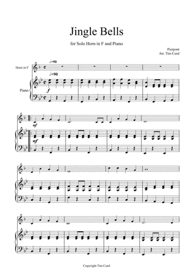 Jingle Bells for Solo Horn in F and Piano (arr. Tim Curd)