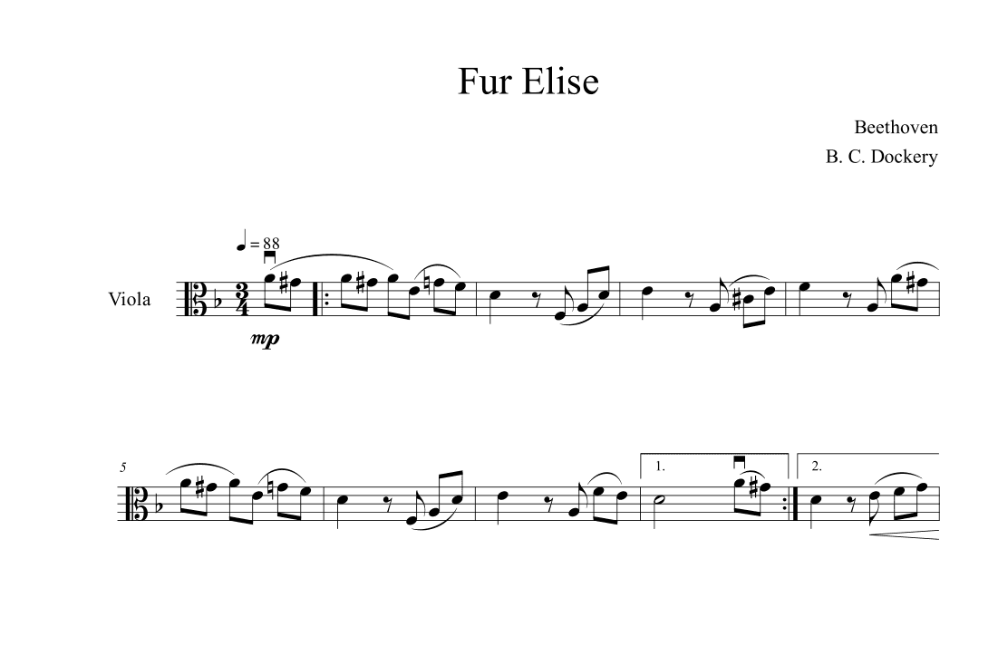 Fur Elise (Viola Solo) (arr. B. C. Dockery)