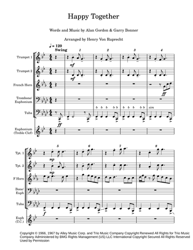 Happy Together (arr. Henry Von Ruprecht)