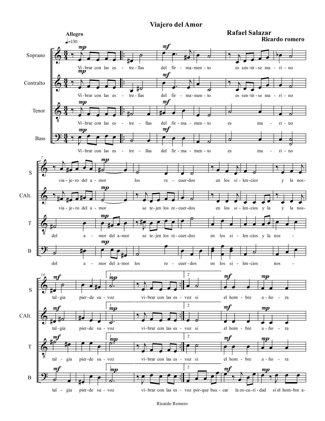 Viajero del Amor (arr. Ricardo José Romero Núñez)