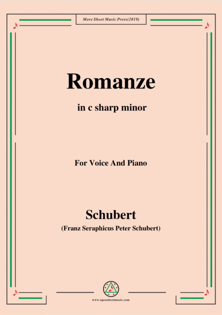 Schubert-Romanze,from 'the play Rosamunde',in c sharp minor,Op.26,for Voice and Piano (arr. MSM)