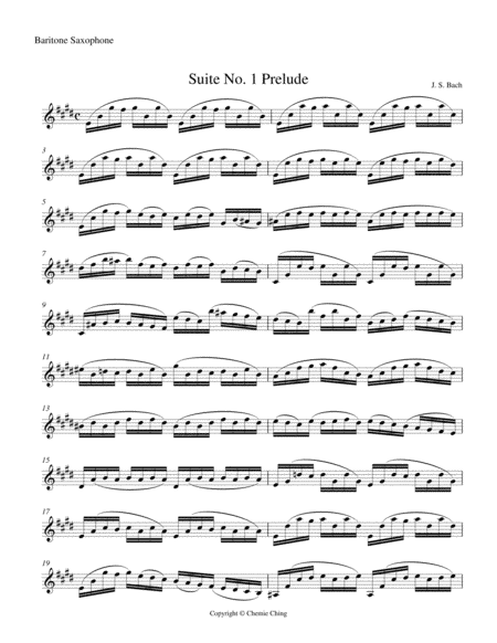 J.S. Bach - Cello Suite No.1 in G major, BWV 1007 - I. Prelude arranged for Baritone Saxophone (arr. Chemie Ching)