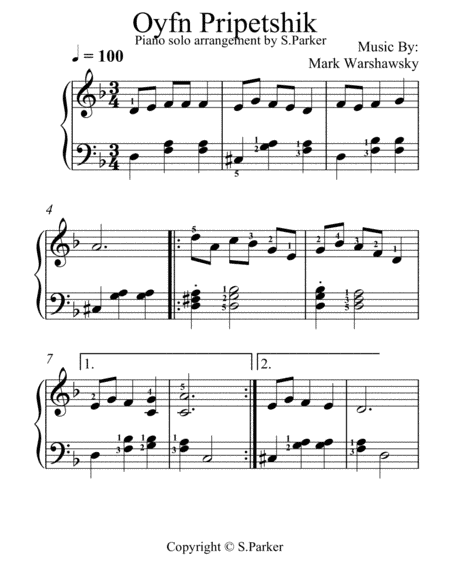 Oyfn Pripetshek (arr. S. Parker)