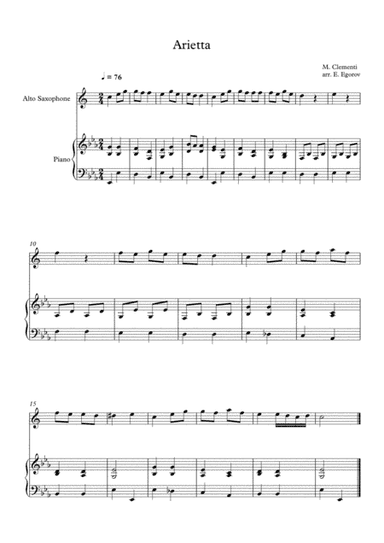 Arietta, Muzio Clementi, For Alto Saxophone & Piano (arr. Eugene Egorov)