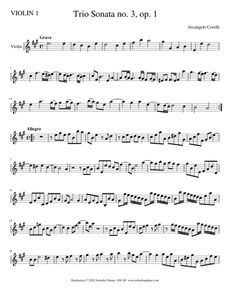 Trio Sonata in A major (no. 3, op. 1) - Arcangelo Corelli (arr. Nicholas Palmer)