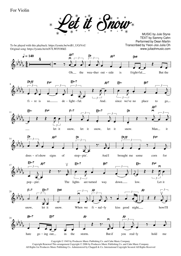 Let It Snow! Let It Snow! Let It Snow! (arr. JULIA OH MUSIC | Julia Yeon-Joo Oh)