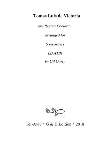 Ave Regina Coelorum (arrangement for 5 recorders) (arr. Gil Garty)