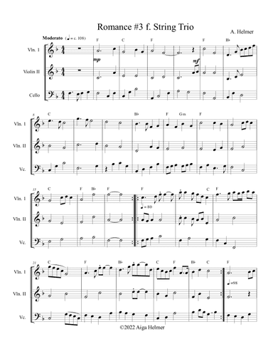 Romance #3 f. String Trio - Score Only