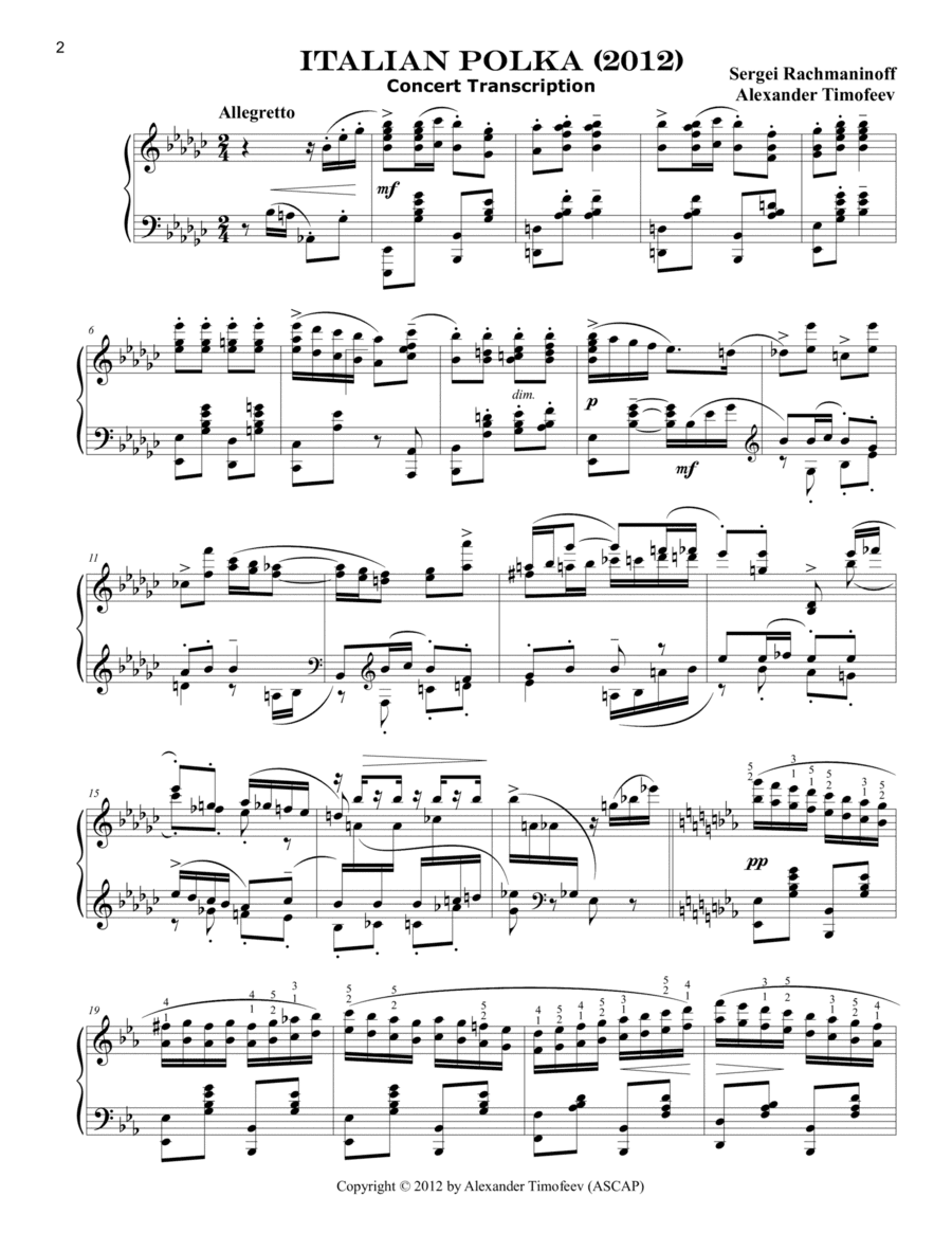 Italian Polka, Concert Transcription for Piano (Arr. Alexander Timofeev) (arr. Alexander Timofeev)
