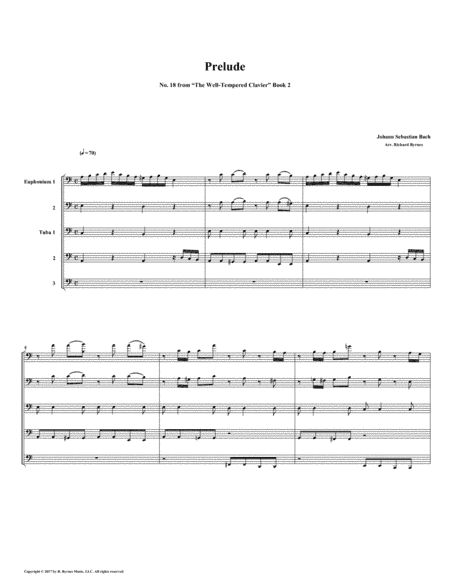 Prelude 18 from Well-Tempered Clavier, Book 2 (Euphonium-Tuba Quintet) (arr. Richard Byrnes)