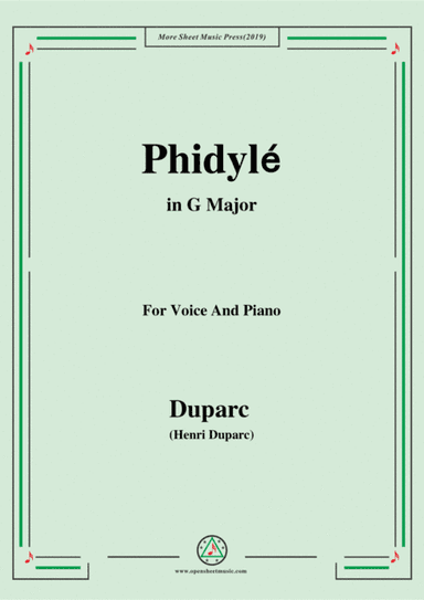 Duparc-Phidylé in G Major,for Voice and Piano (arr. MSM)