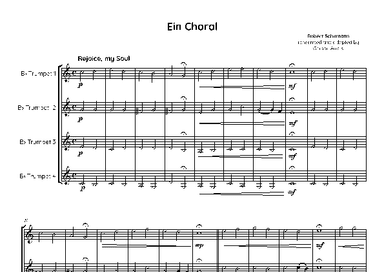 Ein Choral - R. Schumann - for Bb Trumpet Quartet - Score and Parts (arr. Gerson Arrais)