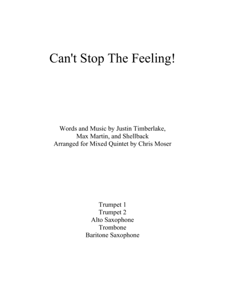 Can't Stop The Feeling from TROLLS (arr. Chris Moser)