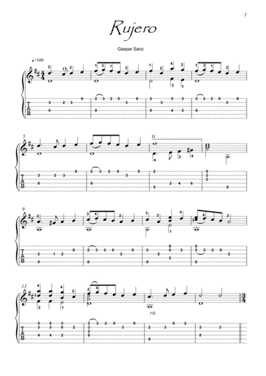 Rujero y Paradetas by Gaspar Sanz (arr. PianoSheetNow)
