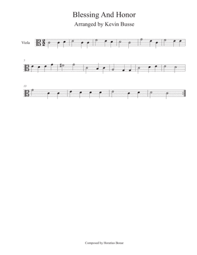 Blessing and Honor (Easy key of C) - Viola (arr. Kevin Busse)