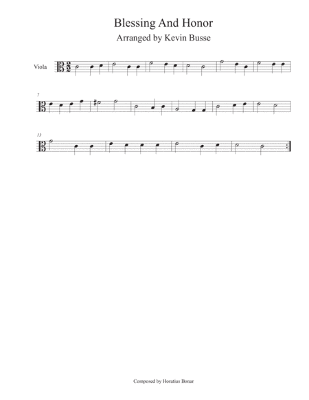Blessing and Honor (Easy key of C) - Viola (arr. Kevin Busse)