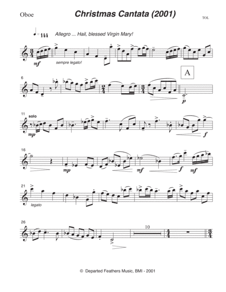 Christmas Cantata (2001) oboe part