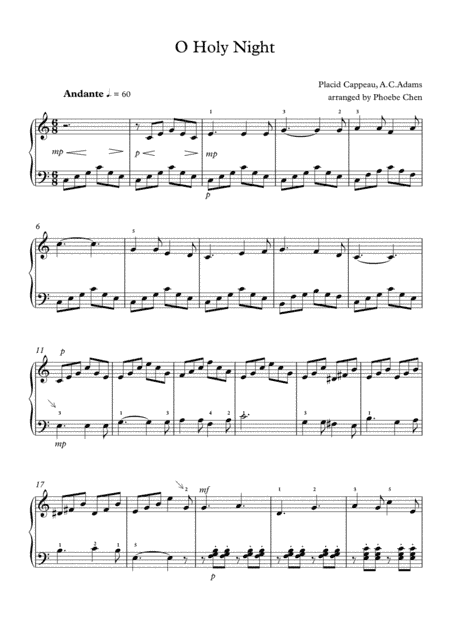 O Holy Night (piano solo) (arr. Phoebe Chen)